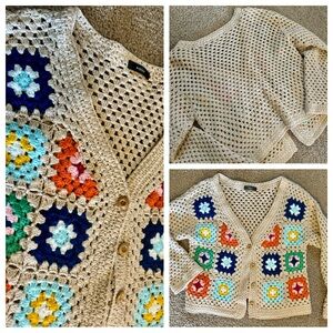 Crochet Sweater multi-color